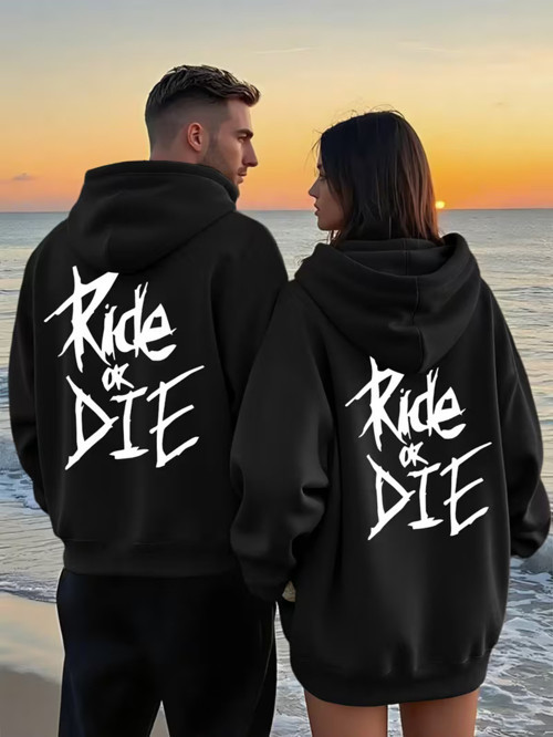 Oversize Hoodie Ride or Die Baskılı – Unisex Kapüşonlu Sweatshirt Sokak Modası