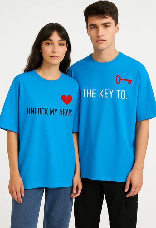 Unisex Kadın Erkek The Key To Çift Sevgili T-shirt 2'li Set Takım