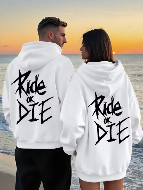 Oversize Hoodie Ride or Die Baskılı – Unisex Kapüşonlu Sweatshirt Sokak Modası