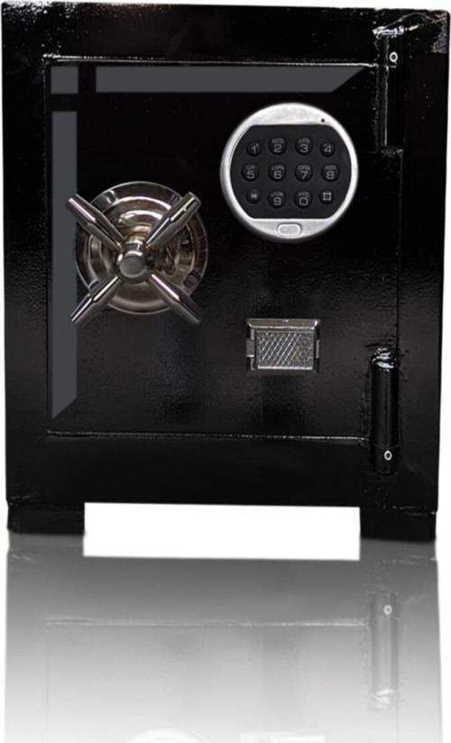 Elektronik Şifreli Gizli Bölmeli Çelik Para Kasası Siyah Gri Şeriltli Kaliteli 55 cm 75 Kg