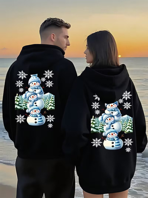Kardan Adam Sevgili Kombini Hoodie – Unisex Oversize Kapüşonlu Sweatshirt 2’li Set
