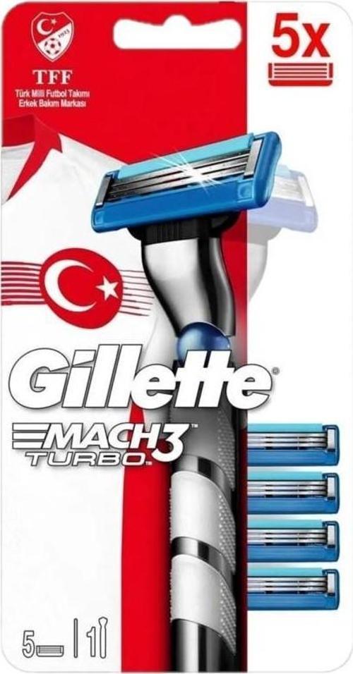 Mach3 Turbo Tıraş Makinesi + 5 Yedek Bıçak Hediyeli Tıraş Bıçağı Milli Takım