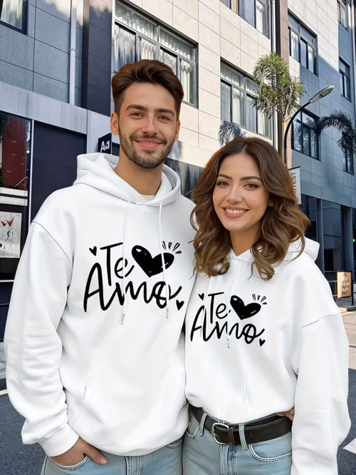 Te Amo Çift Hoodie – Oversize Unisex Sevgili Kombin Sweatshirt |
