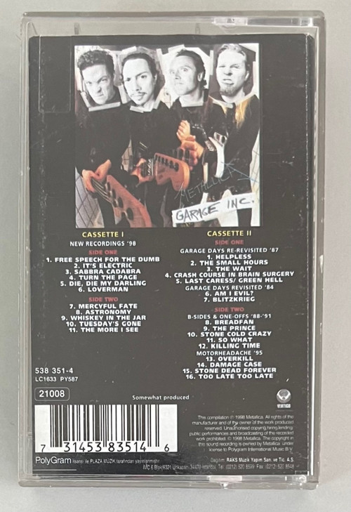 Metallica Garage Inc 2 Kaset (Orjinal Dönem Baskı)