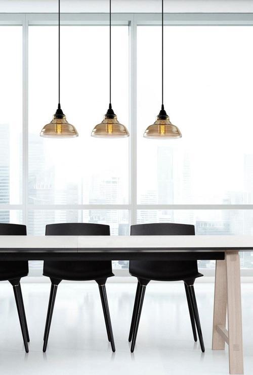 Special Model Üçlü Siyah Dikdörtgen Modern Füme Camlı Sarkıt Avize