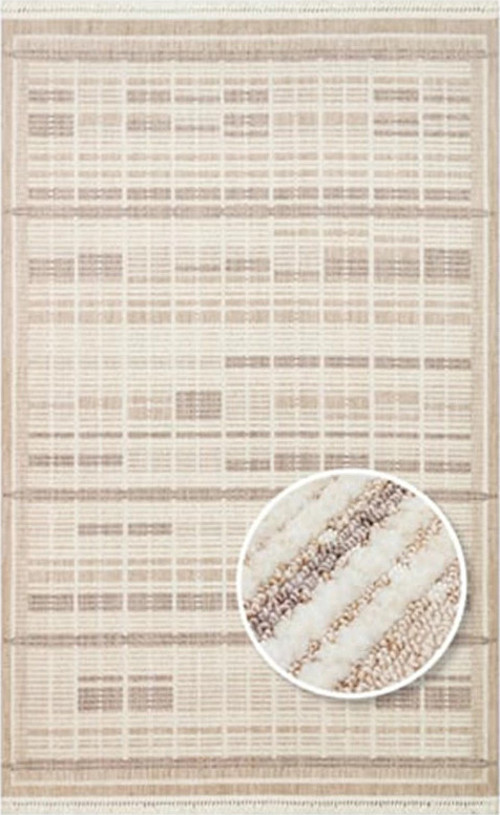 Joy 04 Beige Grey Modern Makine Halısı