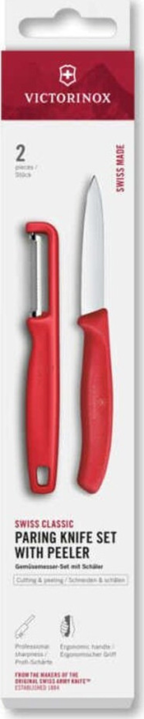 6.7111.21C1 Swiss Classic 2Li Bıçak Ve Soyacak Set, Kırmızı