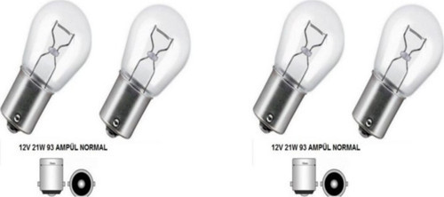 12 Volt 21Watt Sinyal Ampulu Araba Motorsiklet (4 Adet) Düz Tırnak (93 Ampul)