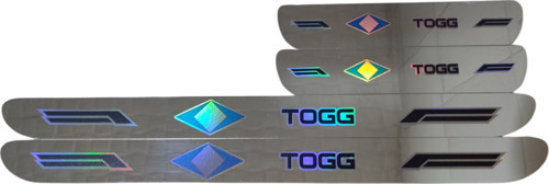 Togg Hologram Logolu Araca Özel Marka Logolu Aynalı Kapı Eşiği Koruyucu Yapıştırma 4'Lü Set