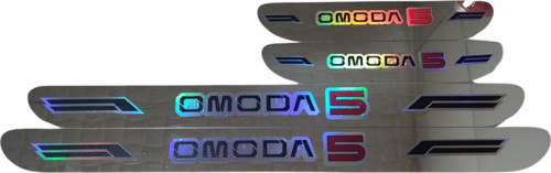 Chery Omoda 5 Hologram Logolu Araca Özel Marka Logolu Aynalı Kapı Eşiği Koruyucu Yapıştırma 4'Lü Set