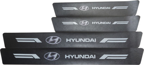 Hyundai Logolu Karbon Kapı Eşiği Koruyucu Bant Folyo 4'Lü Set