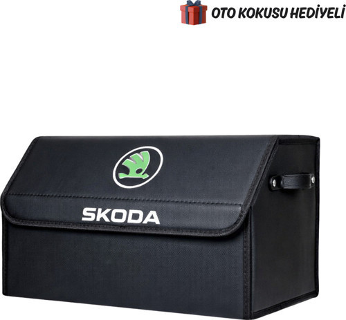 Skoda Marka Logolu Oto Bagaj Organizer Çanta Oto Bagaj Çantası 2 Bölmeli Suni Deri