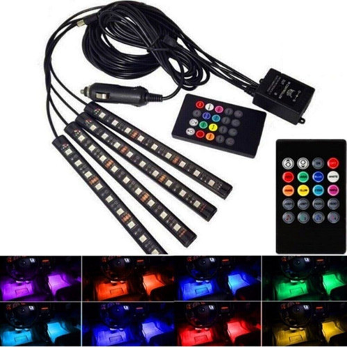 Araç Içi Aydınlatma Kumandalı Uyumlu 12 Ledli Ayak Altı Led 7 Renk Rgb