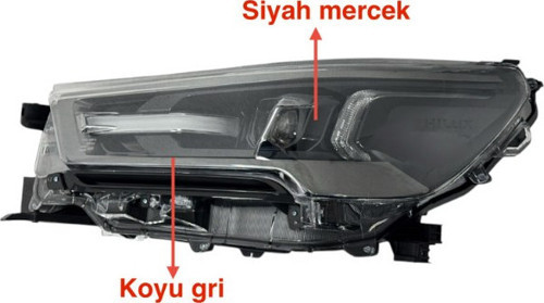 Toyota Hılux Sol Far Mercekli Koyu Gri Invıncıble Yazılı 2021-24