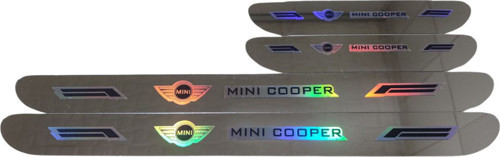 Mini Cooper Hologram Logolu Araca Özel Marka Logolu Aynalı Kapı Eşiği Koruyucu Yapıştırma 4'Lü Set