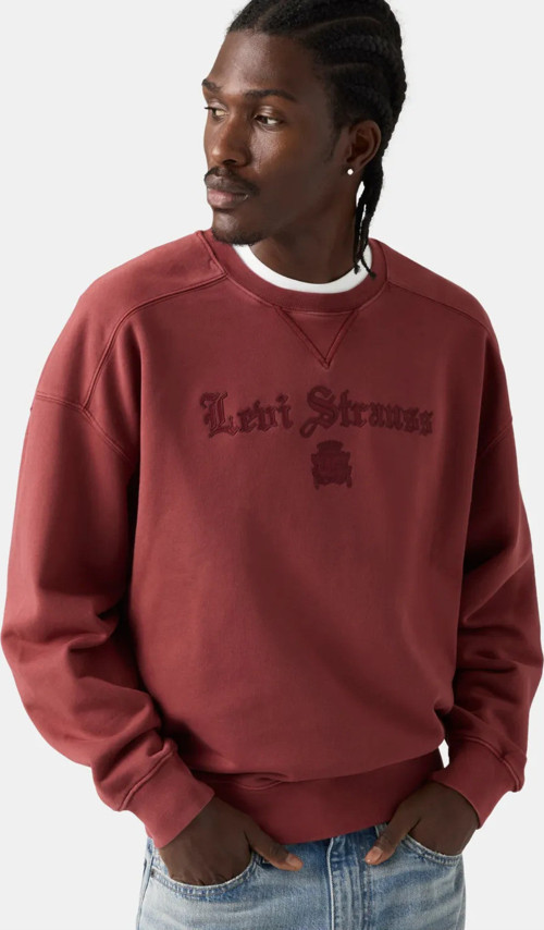 Erkek Grafik Desenli Bisiklet Yaka Bordo Sweatshirt - 005PK-0002