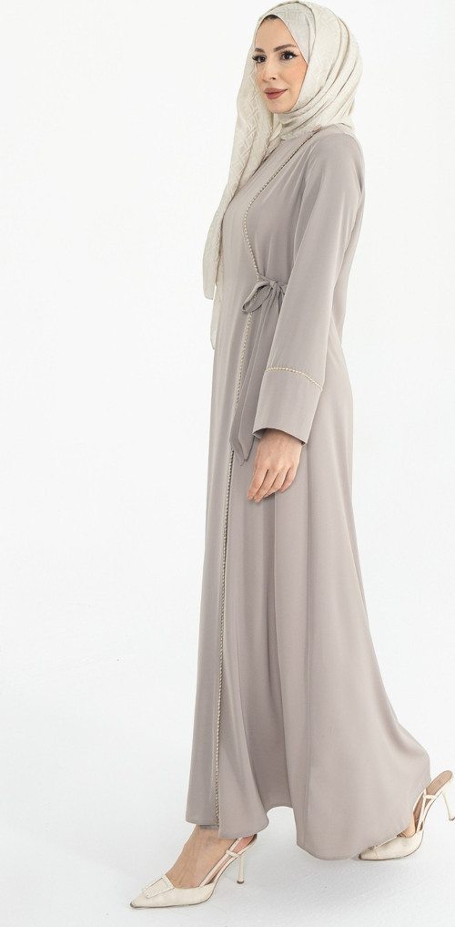 Silve Dubai İpeği Abaya Bej -1012