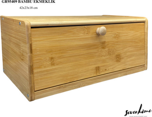 SVR Bambu Ekmeklik – Doğal Kapaklı Mutfak Ekmek Kutusu 42x23x18 cm