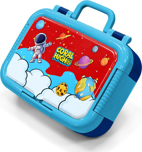 Kids Kırmızı Mavi Astronot Uzay Desenli Paslanmaz Çelik Beslenme Kabı 39145