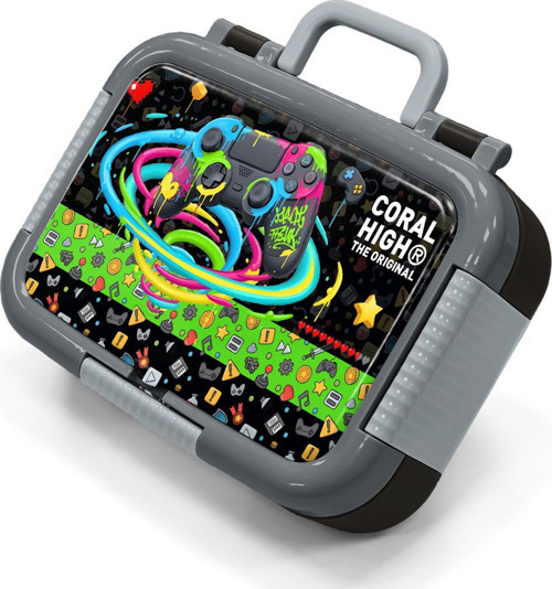 Kids Siyah Gamer Desenli Paslanmaz Çelik Beslenme Kabı 39158