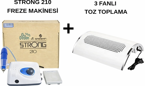 Protez Tırnak Kalıcı Oje Seti (Strong 210 Freze Makinesi + Toz Toplama)