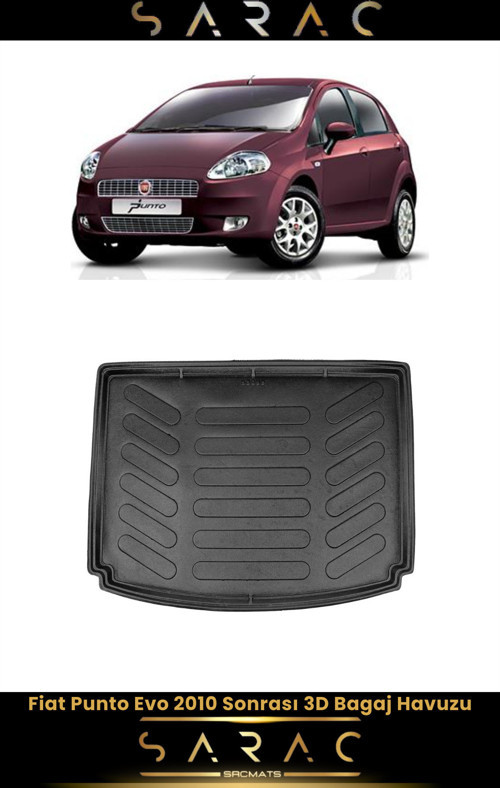 Fiat Punto 2013 Model Araca Özel 3D Bagaj Havuzu