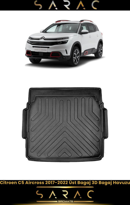Citroen C5 Aircross 2018 Model Üst Kademe Araca Özel 3D Bagaj Havuzu