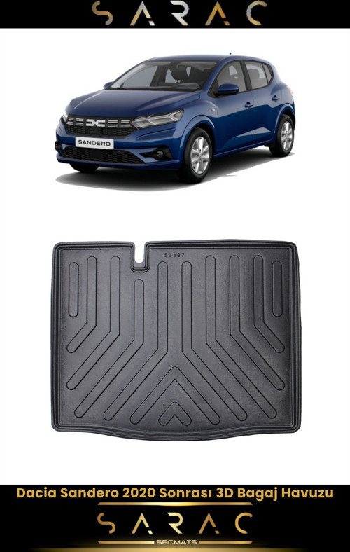 Dacia Sandero 2021 Model Araca Özel 3D Bagaj Havuzu