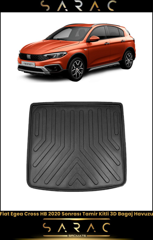 Fiat Egea Cross Hb 2021 Model Uyumlu Tamir Kitli Araca Özel 3D Bagaj Havuzu