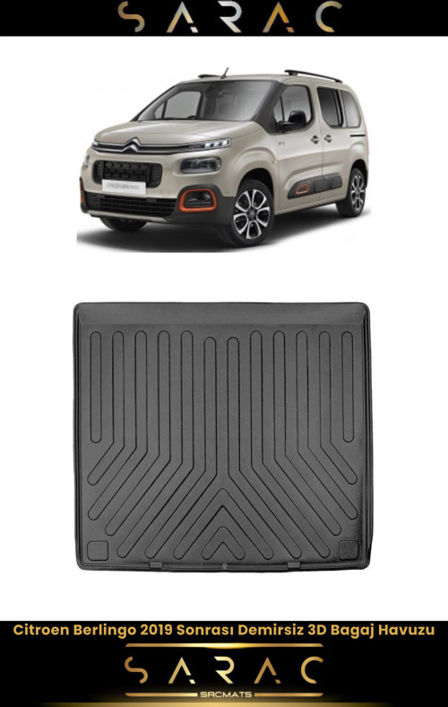 Citroen Berlingo 2022 Model Demirsiz Araca Özel 3D Bagaj Havuzu