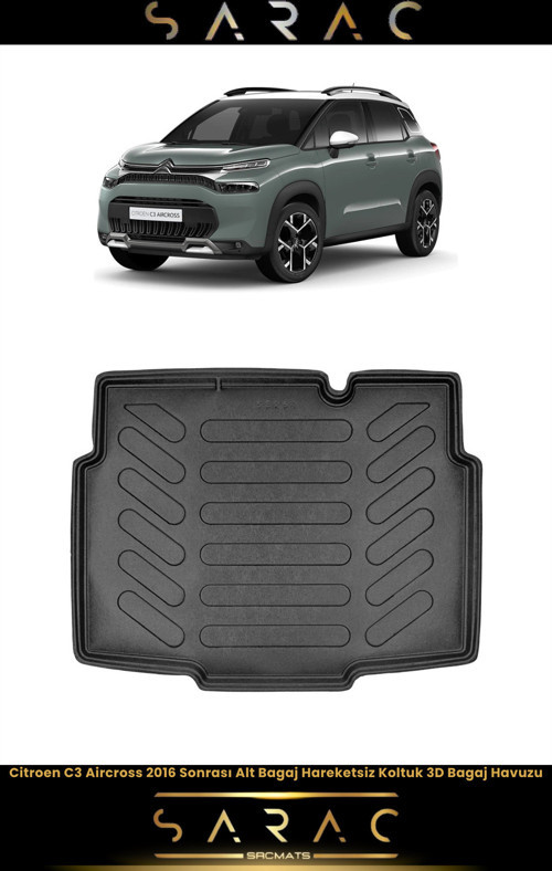 Citroen C3 Aircross 2021 Model Alt Hareketsiz Araca Özel 3D Bagaj Havuzu