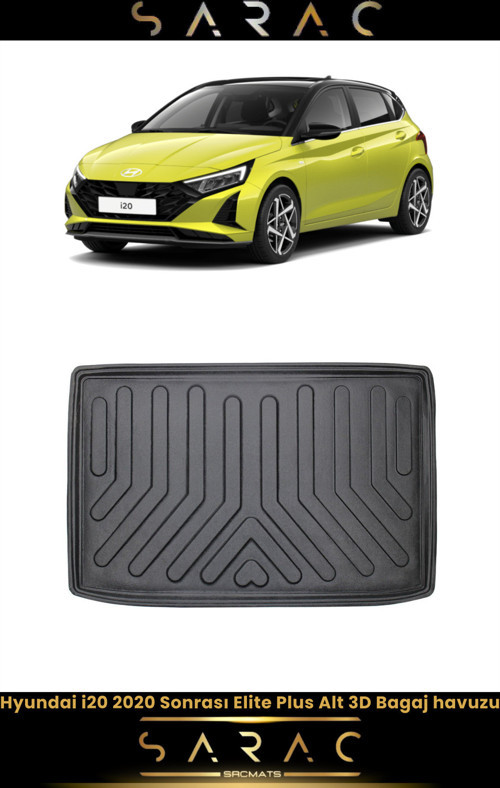 Hyundai I20 Benzinli Elite Plus 2020 Model Alt Kademe Araca Özel 3D Bagaj Havuzu