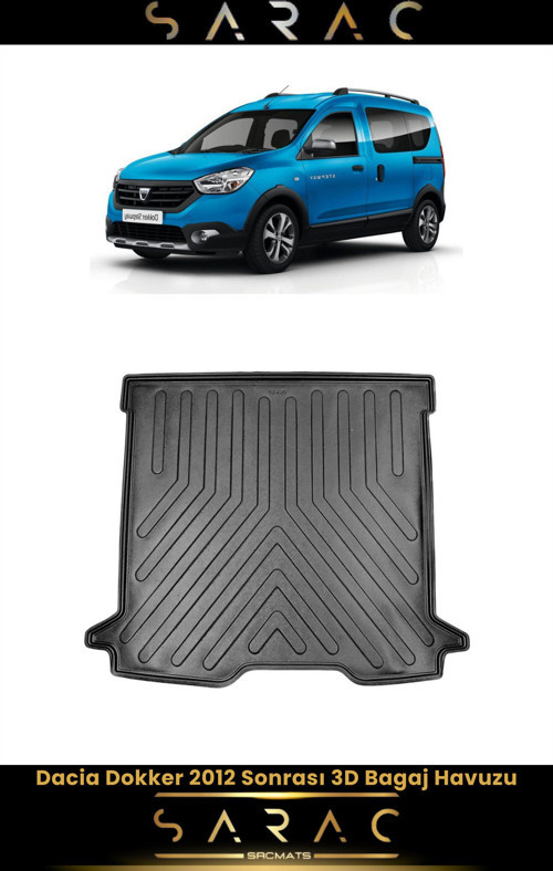 Dacia Dokker 2024 Model Araca Özel 3D Bagaj Havuzu