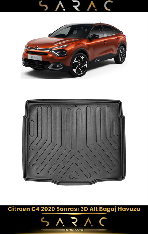 Citroen C4 2023 Model Alt Kademe Araca Özel 3D Bagaj Havuzu
