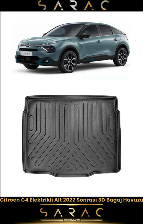Citroen C4 Elektrikli 2024 Model Alt Kademe Araca Özel 3D Bagaj Havuzu