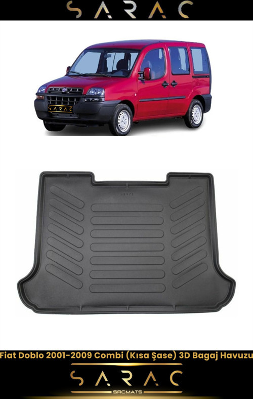 Fiat Doblo Combi 2009 Model Araca Özel 3D Bagaj Havuzu