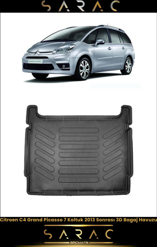 Citroen C4 Picasso 7 Koltuklu 2024 Model Araca Özel 3D Bagaj Havuzu