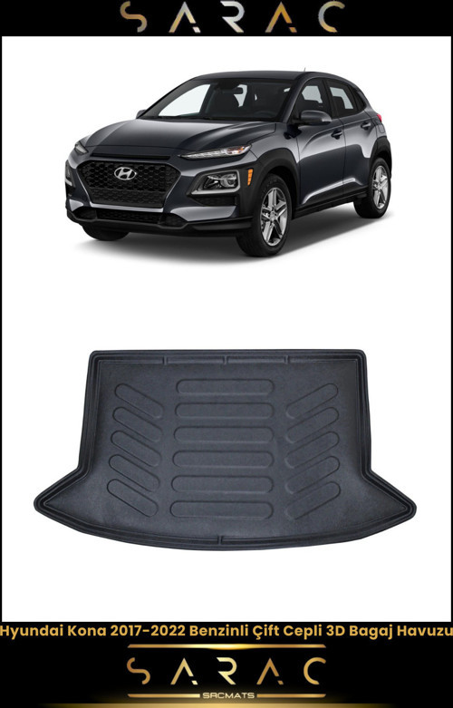 Hyundai Kona Benzinli 2019 Model Çift Cepli Araca Özel 3D Bagaj Havuzu