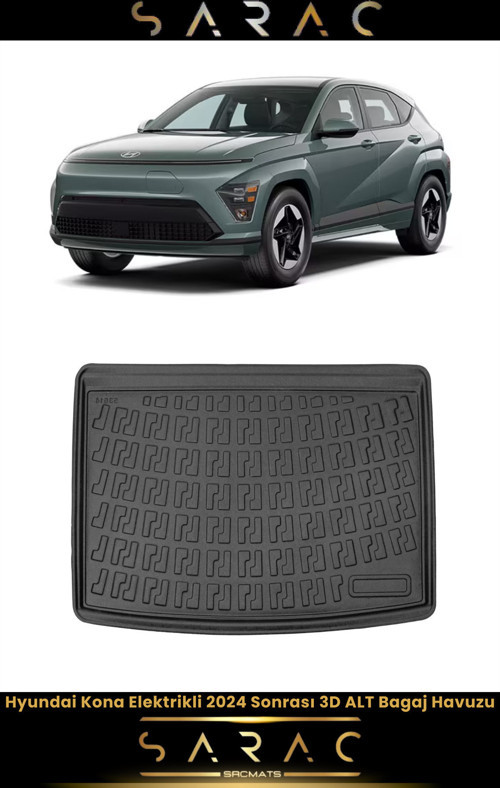 Hyundai Kona Elektrikli 2024 Model Alt Kademe Araca Özel 3D Bagaj Havuzu