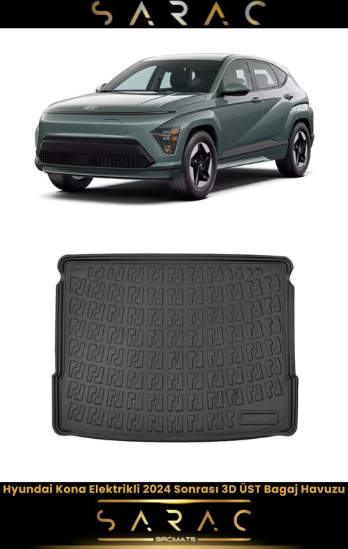 Hyundai Kona Elektrikli 2024 Model Üst Kademe Araca Özel 3D Bagaj Havuzu
