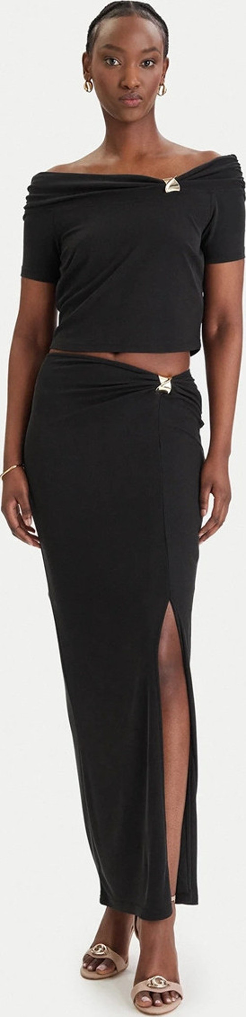 Brigitte Midi Kadın Siyah Etek W6GD15K2936-JBLK