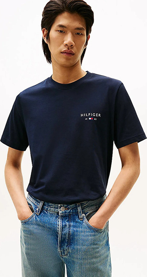 BRAND LOVE SMALL HILFIGER TEE Erkek Mavi T-Shirt - MW0MW41456