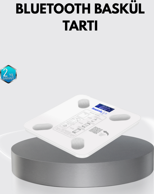 Bluetooth Akıllı Tartı – 8 Fonksiyonlu Dijital Baskül, 180 Kg Kapasiteli