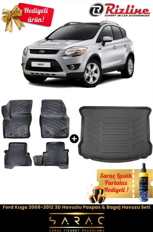 Ford Kuga 2008-2012 Havuzlu Paspas & Bagaj Havuzu Seti+Hediyeli!