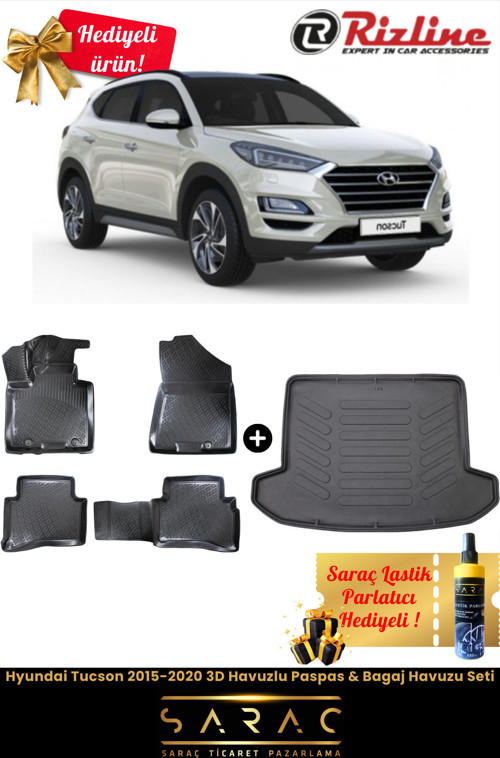 Hyundai Tucson 2015-2020 Havuzlu Paspas & Bagaj Havuzu Seti+Hediyeli!
