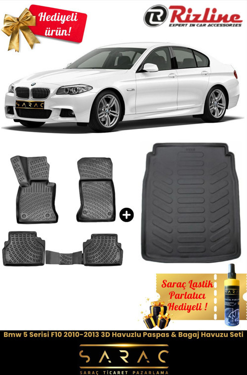 Bmw 5 Serisi F10 2010-2013 3D Havuzlu Paspas & Bagaj Havuzu Seti+(Hediyeli!)
