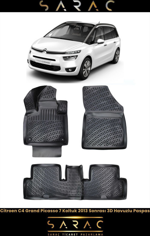 Citroen C4 Grand Picasso 7 Koltuk 2014 Model 3D Havuzlu Paspas