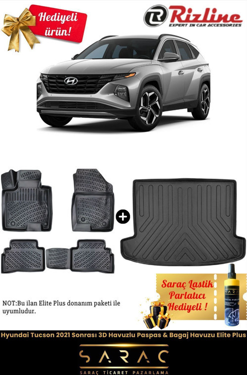 Hyundai Tucson 2021 Sonrası 3D Havuzlu Paspas & Bagaj Havuzu Elite Plus ( Hediyeli ! )