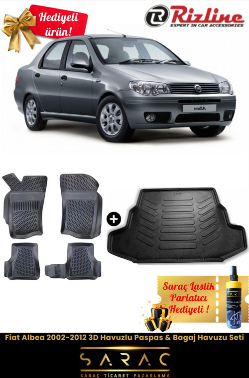 Fiat Albea 2002-2012 Havuzlu Paspas & Bagaj Havuzu Seti+Hediyeli!