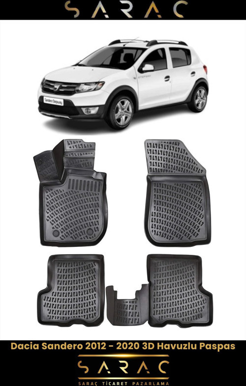 Dacia Sandero 2012 - 2020 3D Havuzlu Paspas
